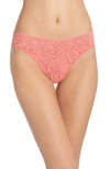 Hanky Panky Stretch Lace Traditional-rise Thong In Peachy Keen