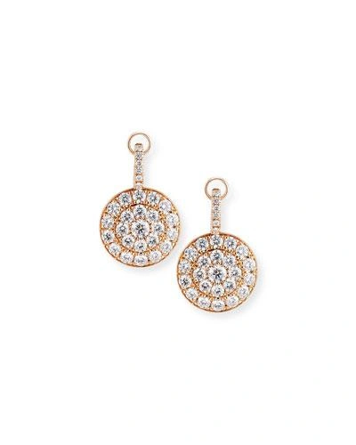 Crivelli Pav&eacute; Diamond Disc Drop Earrings In 18k Rose Gold