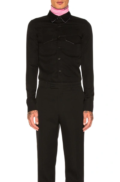 Calvin Klein 205w39nyc Western-pocket Wool Shirt In Black