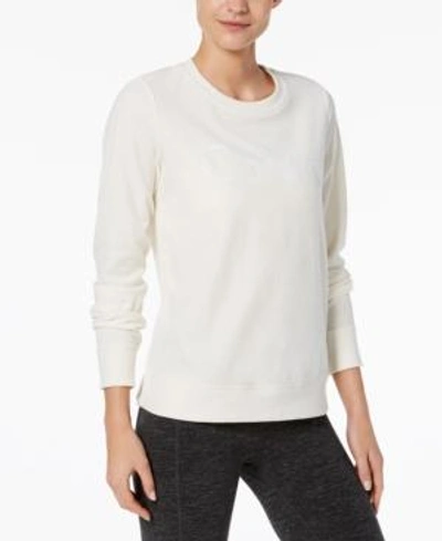 Calvin Klein Performance Logo Velour Top In Cloud