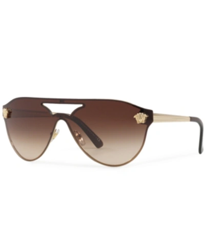 Versace 60mm Shield Mirrored Sunglasses - Brown Gradient