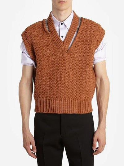 Raf Simons Men's Brown Knitted Waistcoat