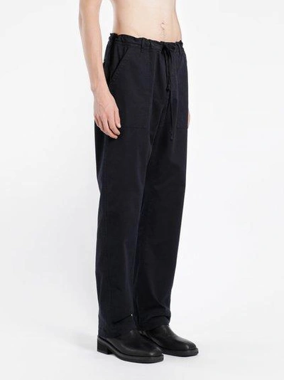 Ann Demeulemeester Men's Black Large Pockets Cotton Trousers