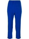 Marni Cropped Crepe Tapered Pants In Blue