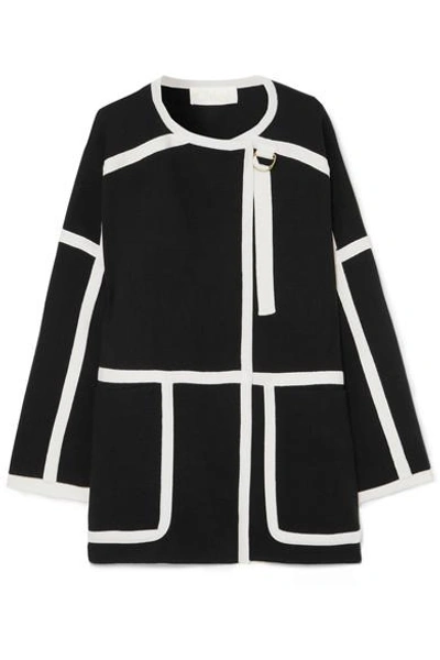 Chloé Iconic Piped Wool Coat In Black