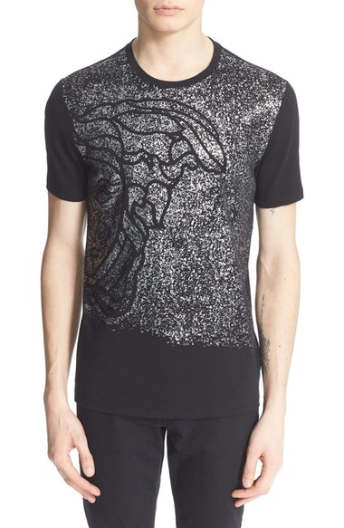 Versace 'medusa' Metallic Spray Graphic T-shirt In Black | ModeSens