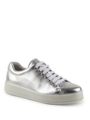 prada silver platform sneakers