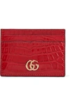 Gucci Marmont Petite Alligator Cardholder In Red
