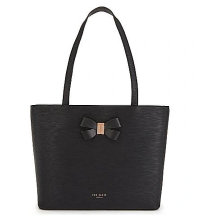 Ted Baker Cattass Small Textured Leather Shopper In Black