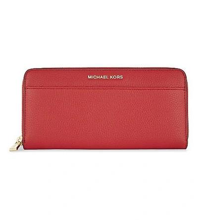 Michael Michael Kors Mercer Continental Leather Wallet In Bright Red