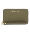 Michael Michael Kors Leather Wristlet In Olive