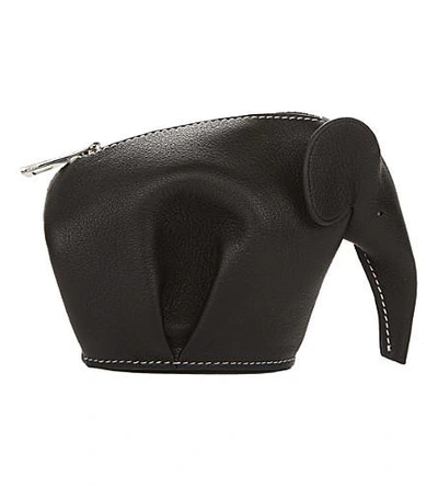 Loewe Elephant Leather Coin Purse In Black/white