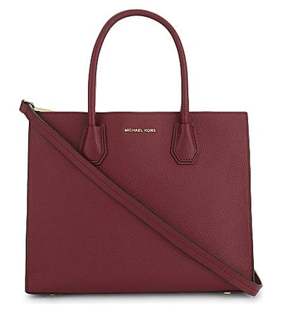 Michael Michael Kors Mercer Large Grained Leather Tote Bag In Mulberry