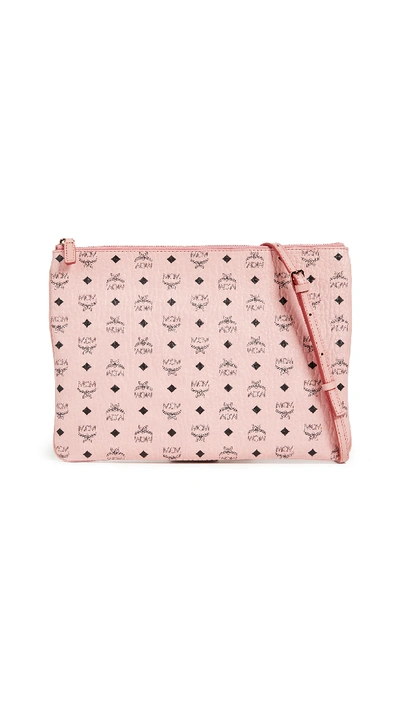 Mcm Medium Visetos Original Leather Pouch In Soft Pink