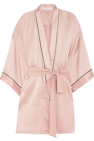 Olivia Von Halle Mimi Oyster Short Kimono Robe In Pastel Pink