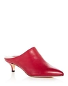 Pour La Victoire Women's Korrine Leather Kitten Heel Pointed Toe Mules In Scarlet