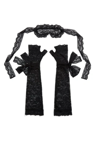 Aubade Paris Boite A Desir Lace Gloves & Eye Mask Set In Black