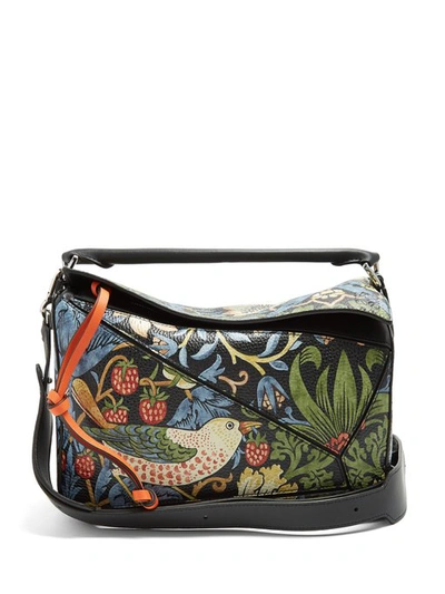 Loewe X William Morris Puzzle Leather Bag In Multi,black
