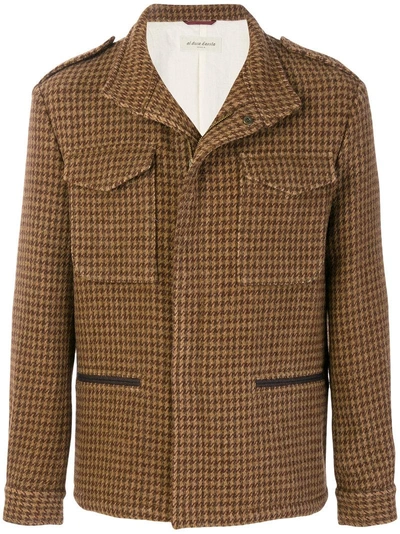 Al Duca D'aosta Houndstooth Military Style Jacket In Brown