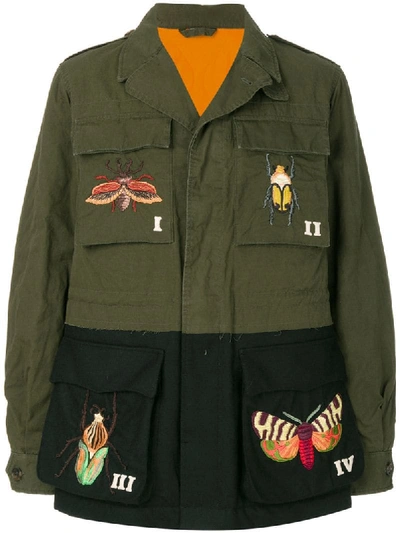 Gucci Embroidered Military Jacket In Green