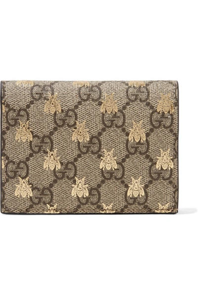 Gucci Gg Supreme Printed Coated-canvas And Leather Wallet In Neutrals