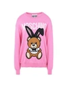 Moschino Playboy Toy Bear Intarsia Sweater In Pink