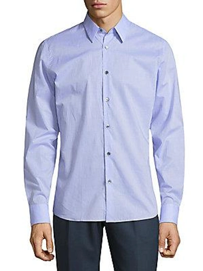 Dries Van Noten Dotted Cotton Button-down Shirt In Blue