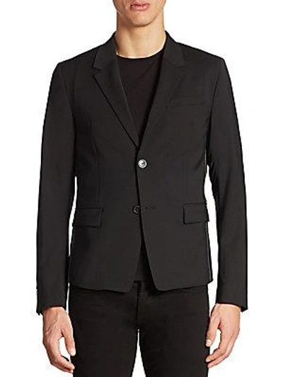 Diesel Black Gold Cropped Runway Wool Blend Blazer In Black