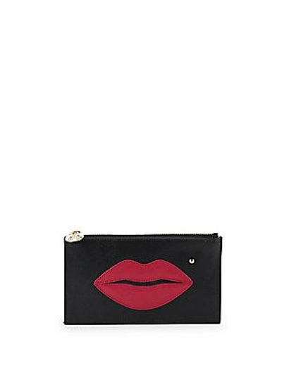 Charlotte Olympia Kiss Leather Pouch In Black