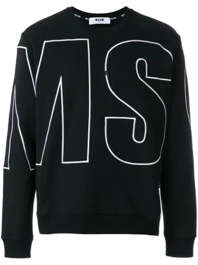 Msgm Maxi Logo Embroidered Cotton Sweatshirt In 99
