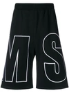 Msgm Maxi Logo Embroidered Fleece Shorts In Black