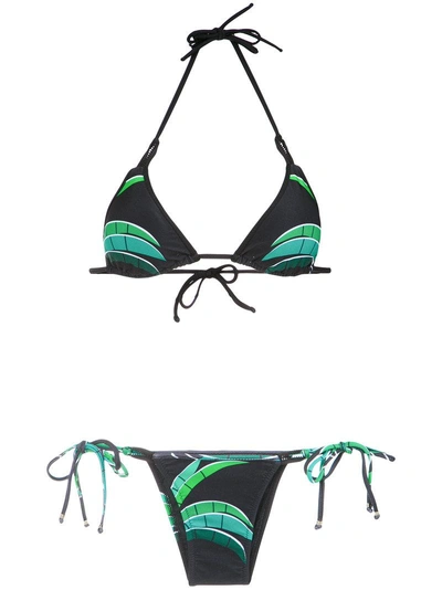Amir Slama Tropical Print Bikini Set In Black