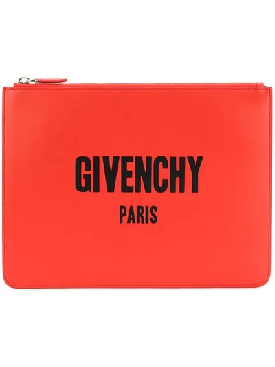 Givenchy Iconic Logo Print Pouch In Red