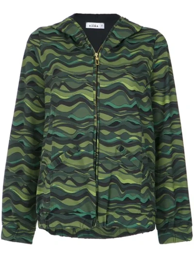 Amir Slama Wave Print Hoodie In Green