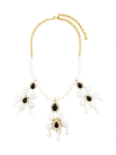 Shourouk Floral Pendant Necklace In White