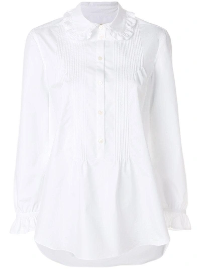 Burberry Pintuck Pleated Placket Shirt In White