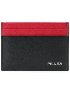 Prada Black & Red Saffiano Card Holder