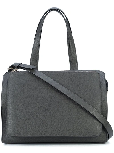 Valextra Zipped Tote In Grey