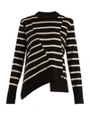 Proenza Schouler Panelled Crew-neck Striped Wool-blend Sweater In Black