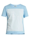 Fendi Striped Logo-print Cotton-jersey T-shirt In Light Blue