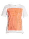 Fendi Striped Logo-print Cotton-jersey T-shirt In White