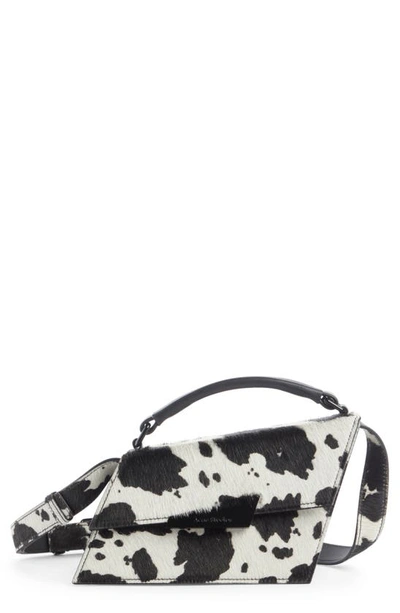 Acne Studios Women's Mini Distortion Cow-print Calf Hair Shoulder Bag In Black