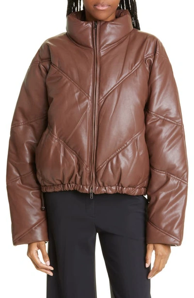 A.l.c Morrison Faux Leather Exaggerated Puffer Jacket In Brown