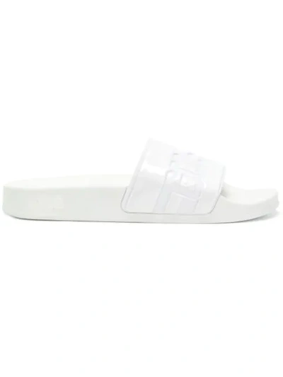 Gcds 20mm Embossed Logo Rubber Slide Sandals In White