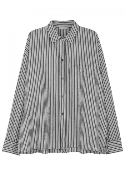 Vince Striped Cotton Shirt In Black