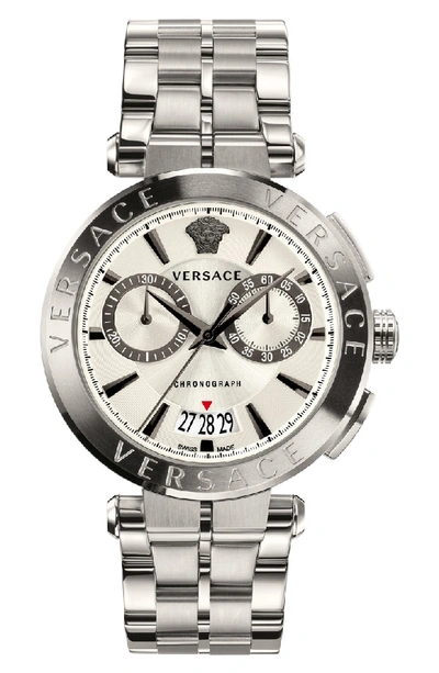 Versace Aion Chronograph Bracelet Watch, 45mm In Silver