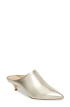 Pour La Victoire Women's Korrine Leather Kitten Heel Pointed Toe Mules In Champagne Leather