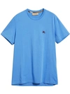 Burberry Logo-embroidered Cotton-jersey T-shirt In Blue Topaz