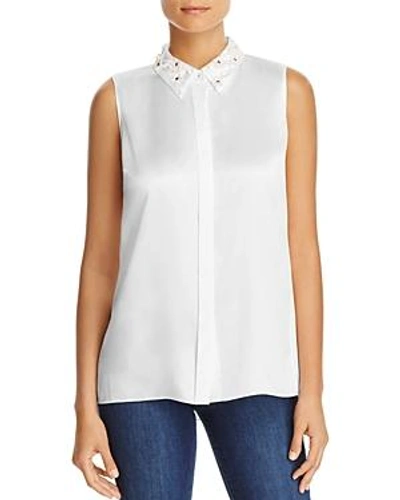 Elie Tahari Wren Embellished Collar Silk Blouse - 100% Exclusive In Fresh Pearl