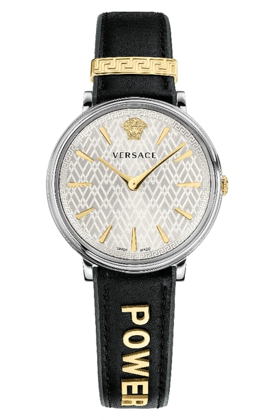 Versace V-circle Manifesto Edition Watch With Interchangeable Straps, 38mm In Black/ Silver/ Gold
